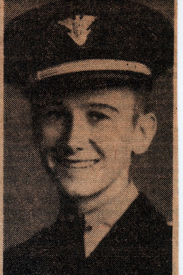 Newspaper article reporting Seaman First Class Edwin J. Dobson as missing.