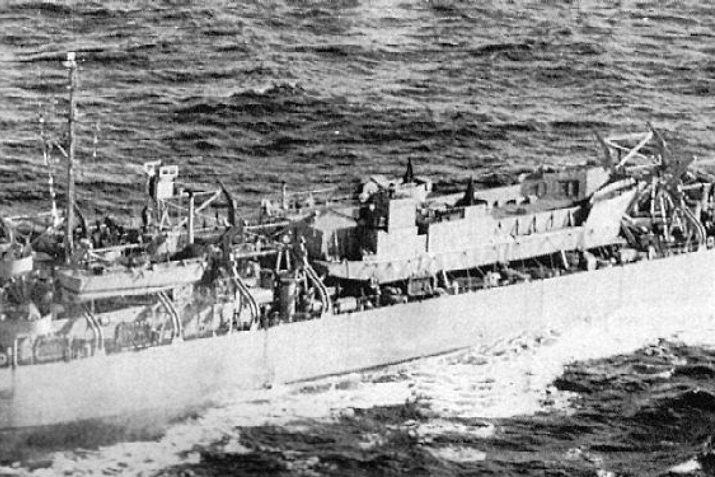 USS LST-507 enroute to the European Theatre in March 1944.